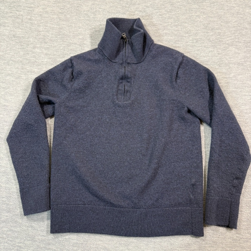 Banana Republic Sweater Youth S Blue Quarter Zip Pullover Baruffa Italian Merino